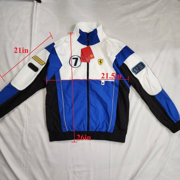 FERRARI MENS PUMA STREET RACING WOVEN JACKET WHITE BLUE SIZE XS NWT 597939-02 - Picture 10 of 10